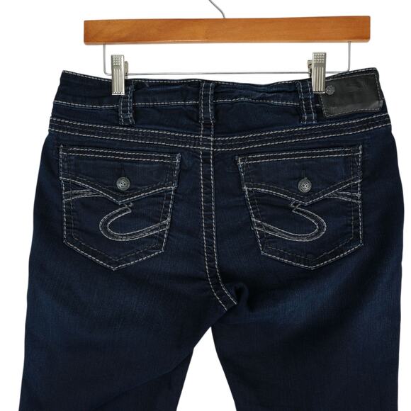 Silver Jeans Womens 31x31 Blue Dark Wash Suki Mid Super Skinny Flap Pocket - Picture 4 of 14